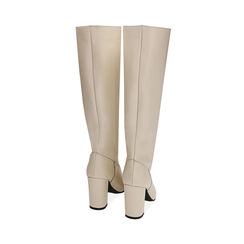 Botas crema de piel, tacón de 9 cm., Primadonna, 19L601651PEPANN036, 003 preview
