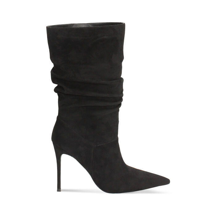Bottines noires en microfibre avec talon de 10 cm, Primadonna, 262104527MFNERO036