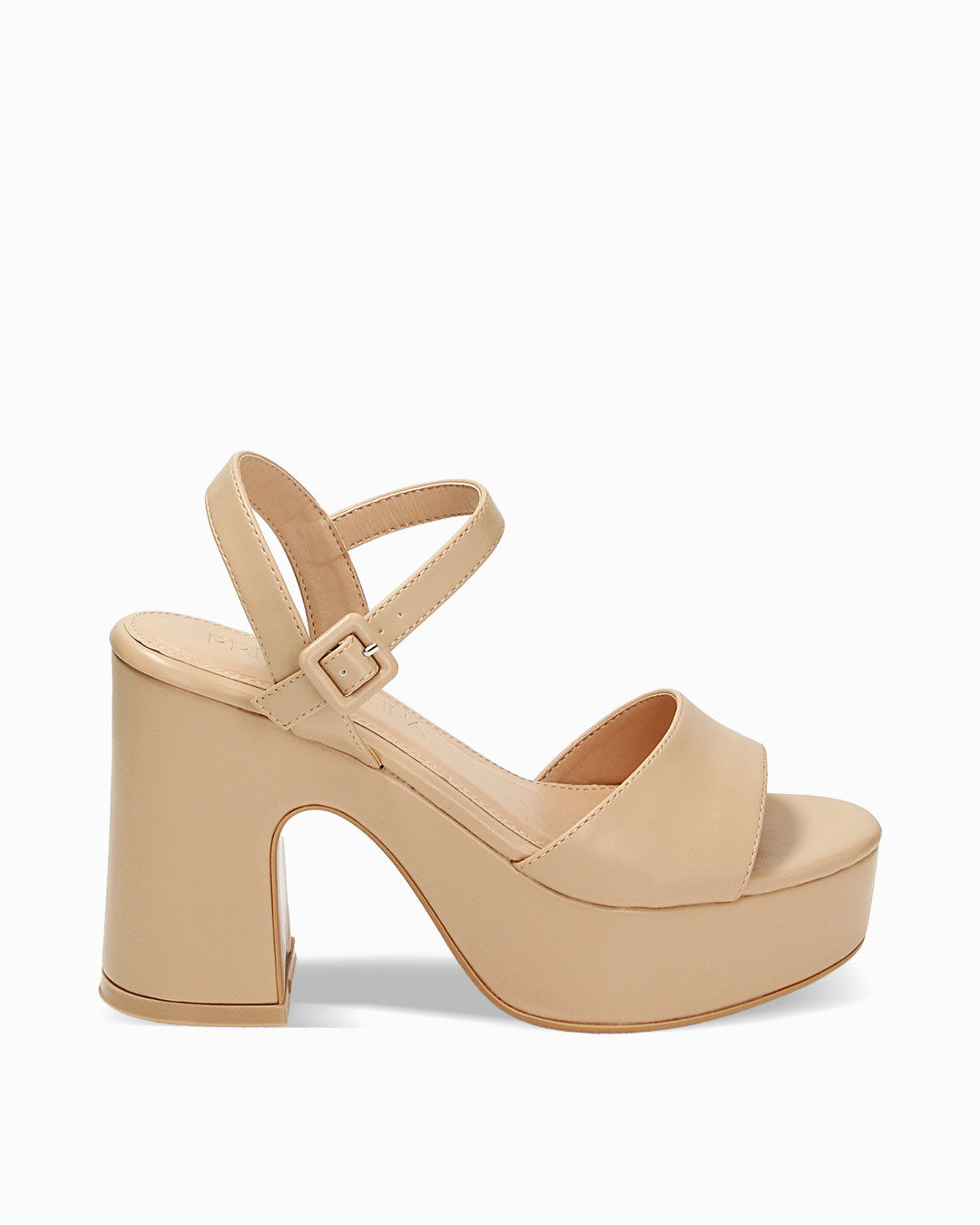 Sandali beige, tacco largo 10,5 cm