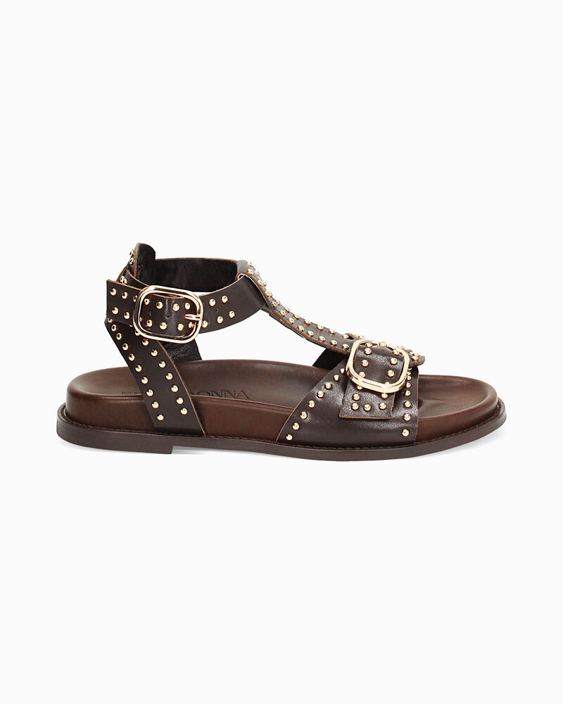 Sandali bassi donna marroni in pelle image number null