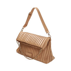 Borsa a spalla plissé beige, Primadonna, 211906177EPBEIGUNI, 002 preview