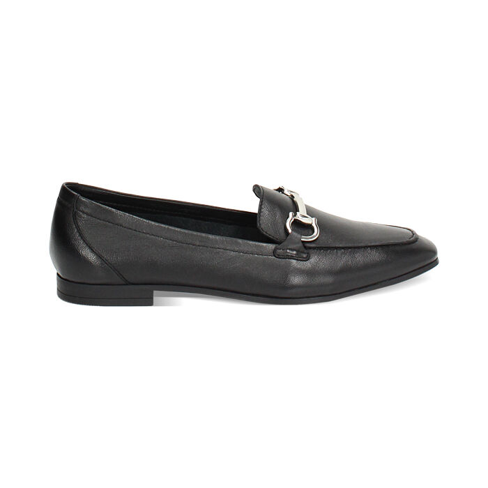Mocassin noir en cuir, Chaussures, 257725524PENERO036