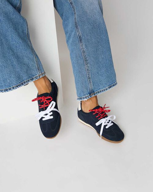 Sneakers blu in camoscio con doppio laccio, BLUE