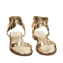 Sandali bassi oro in laminato, con borchie, Primadonna, 234922831LMOROG037, 002a
