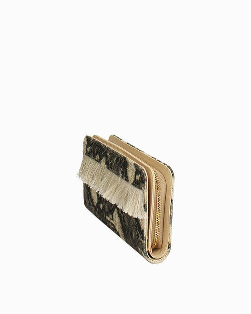 Cartera pit&oacute;n negro-beige con detalles chic, MULTI COLOR