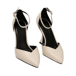 Décolleté cinturino panna, tacco 9 cm, Primadonna, 222101211EPPANN035, 002a