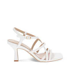 Sandalo donna bianco intrecciato, tacco 7,5 cm, Primadonna, 252164801EPBIAN035, 001a