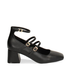 Décolleté nere con stringhe, tacco 5,5 cm, Primadonna, 244981307EPNERO036, 001a
