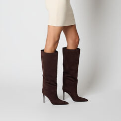 Botas en microfibra azul noche con tacón de 10 cm, Primadonna, 262104501MFMORO036, 003 preview