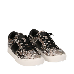 Sneakers bianco/nere stampa pitone, Primadonna, 162619071PTBINE035, 002a