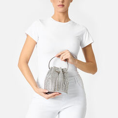 Mini sac femme argenté en laminé avec pierres, Primadonna, 255126255LPARGEUNI, 002a