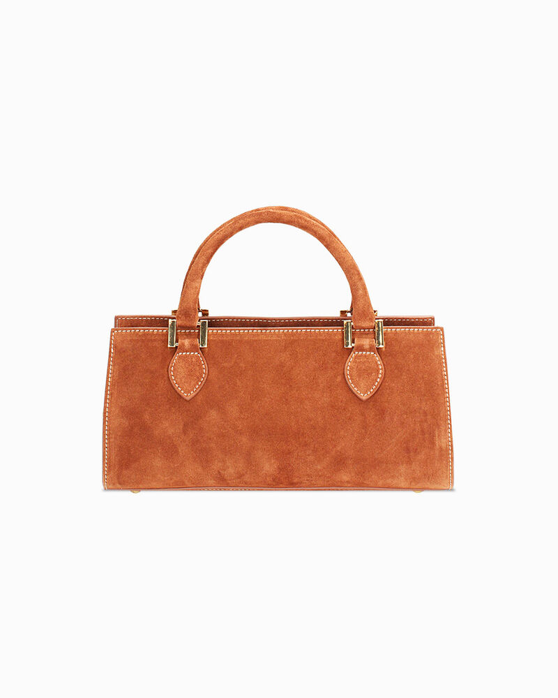 Borsa a mano donna cognac allungata in camoscio image number null