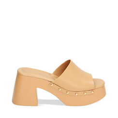 Zoccoli camel, tacco 8,2 cm, Primadonna, 232125605EPCAME037, 001a