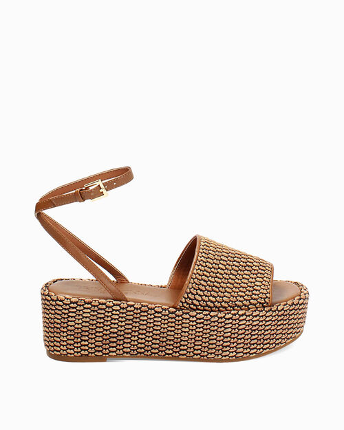 Zeppe donna cognac in raffia, 