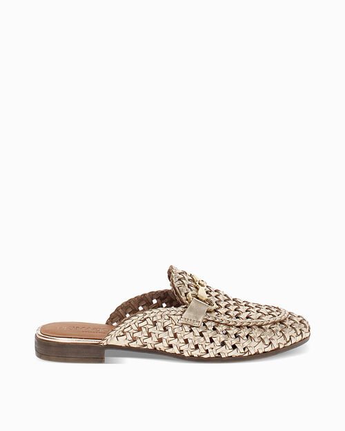 Sabot donna rosa oro in pelle intrecciata, MULTI COLOR