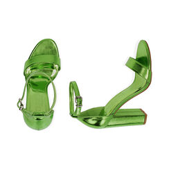 Sandales en laminé vert, talon 10,5 cm , Fin de Collection, 192706086LMVERD037, 003 preview