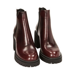 Bottines Chelsea bordeaux en cuir abrasivato, talon de 7 cm, 227505504ABBORD035, 002a