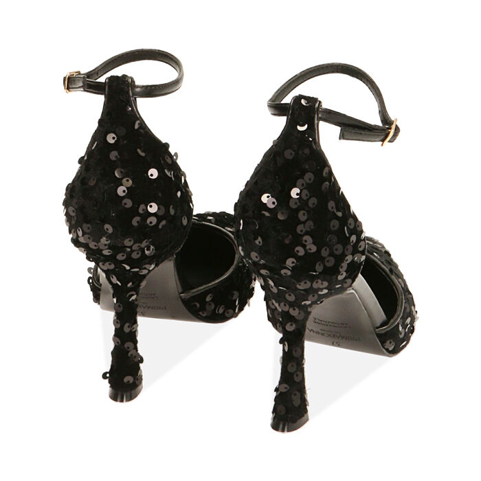 Decollete donna nere in paillettes tacco 9 5 cm Primadonna Collection