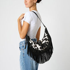 Borsa a spalla nera in sintetico cavallino, Primadonna, 26M750316CVNEROUNI, 002a