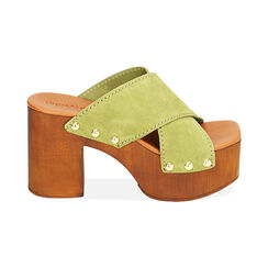 Sandali verdi in camoscio, tacco 9 cm, Primadonna, 214387855CMVERD035, 001 preview