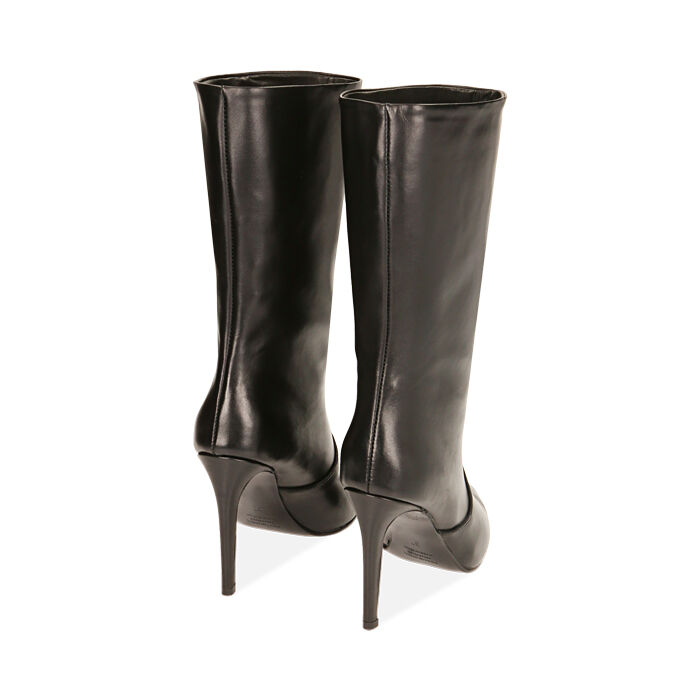 Bottines femme en cuir noir talon aiguille 10 cm Primadonna