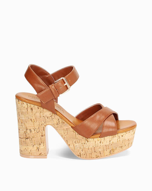 WOMEN SHOES WEDGE SYNTHETIC COGN, COGNAC