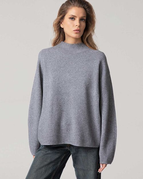 Pull gris col montant, GREY