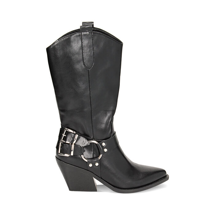 Bottes texanes femme noires avec boucles Primadonna Collection
