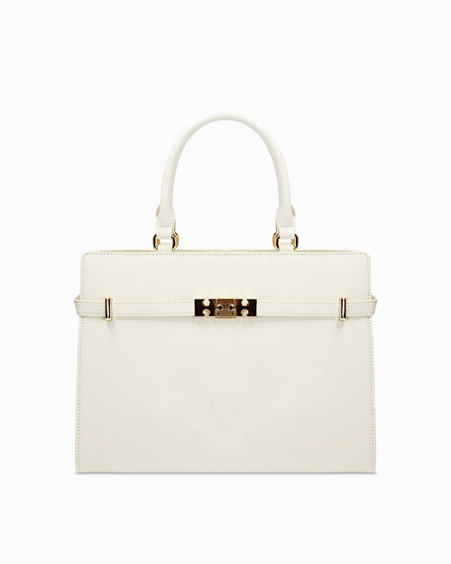 Borsa a mano bianca con dettagli eleganti, WHITE