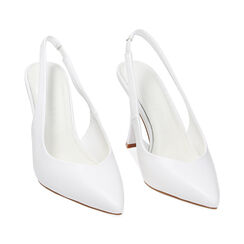 Décolleté slingback bianche, tacco 9,5 cm, Primadonna, 232102602EPBIAN035, 002 preview