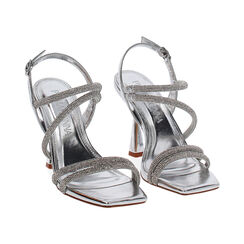 Sandales argent&eacute;es avec talon de 9,5 cm, Primadonna, 274912911LPARGE035, 003 preview
