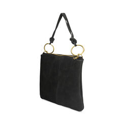 Borsa a spalla nera in camoscio, Primadonna, 260803696CMNEROUNI, 003 preview