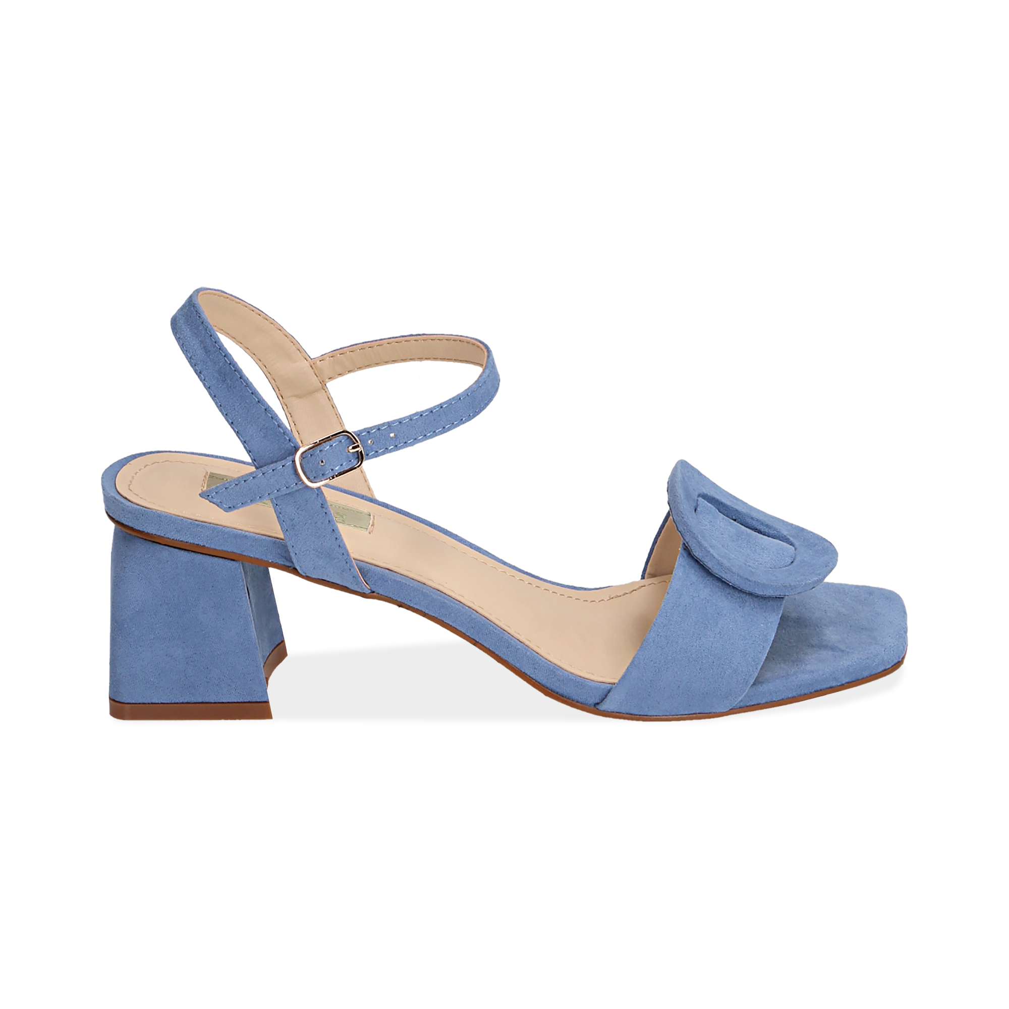 Sandalias en microfibra color azul, tacón 5,50 cm | Primadonna Collection