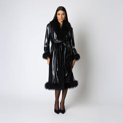 Trench noir en cuir verni avec des détails sophistiqués, Primadonna, 262500868NPNEROL, 002a