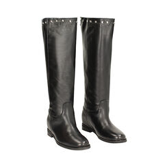 Stivali in pelle neri, con borchie, Primadonna, 24L610000PENERO035, 002 preview