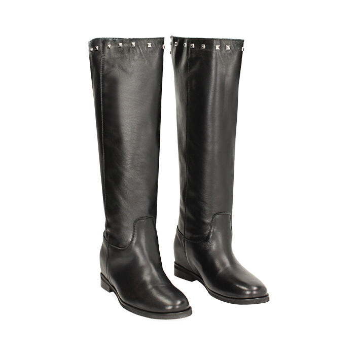 Leather Stivali Neri Borchie Stivali Neri Twin Set Stivaletti