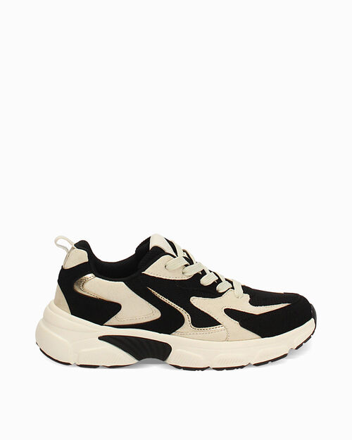 Sneakers nero-beige dal design moderno, MULTI COLOR