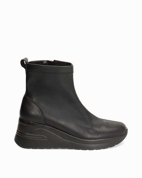 Botas negras slip on tac&oacute;n de 7 cm, BLACK