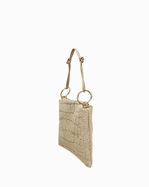 Borsa a spalla in camoscio taupe, TAUPE
