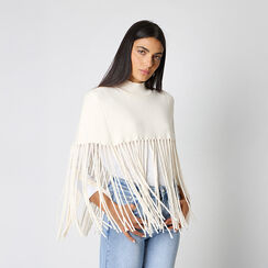 Poncho en tissu crème avec des détails sophistiqués, Primadonna, 26B483106TSPANNUNI, 002a