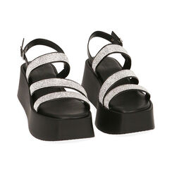 Sandales noires, compensées 6 cm , Primadonna, 19M982407EPNERO035, 002 preview