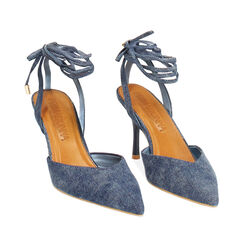 Décolleté slingback  lace-up donna in jeans, tacco 8,5 cm, Primadonna, 252100805TSJEAN035, 003 preview