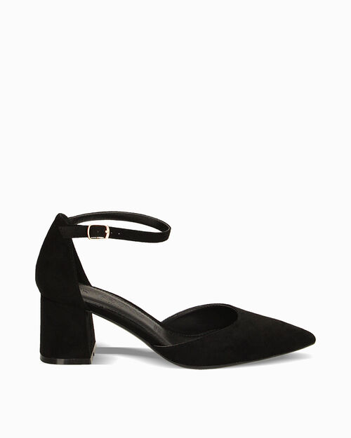 D&eacute;collet&eacute; Open Shank nere in microfibra, tacco 6 cm, BLACK