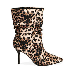 Ankle boots léopard en satin, talon 8,5 cm , Primadonna, 202162815RSLEOP035, 001a