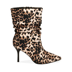 Bottines en satin léopard, talon 8,5 cm , Special Price, 202162815RSLEOP036, 001a