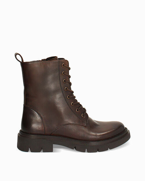 WOMEN SHOES BIKERS LEATHER MORO, DK BROWN