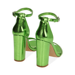 Sandales en laminé vert, talon 10,5 cm , Fin de Collection, 192706086LMVERD036, 004 preview