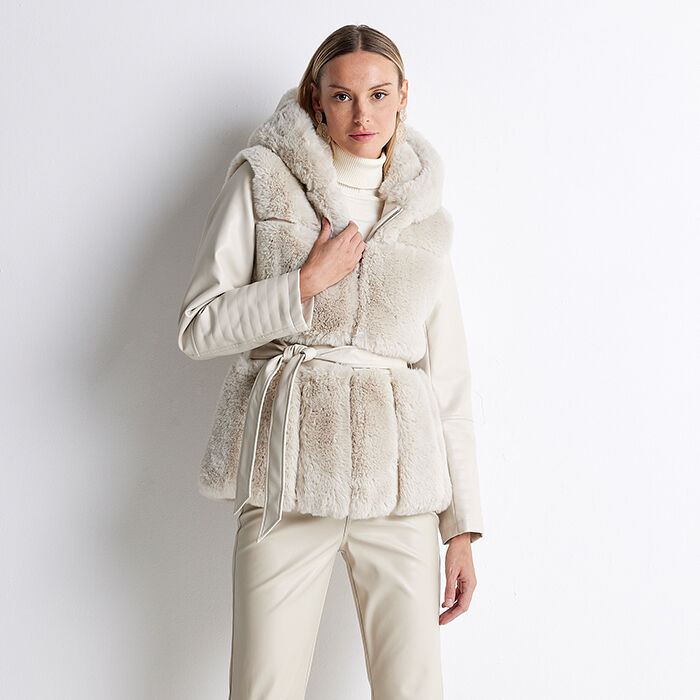 Cappotto donna panna con cintura