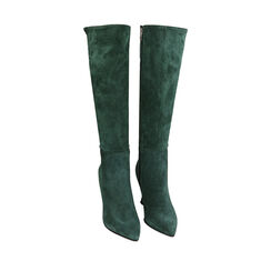 Stivali verdi in camoscio, tacco 10 cm  , 20L670100CMVERD036, 002a
