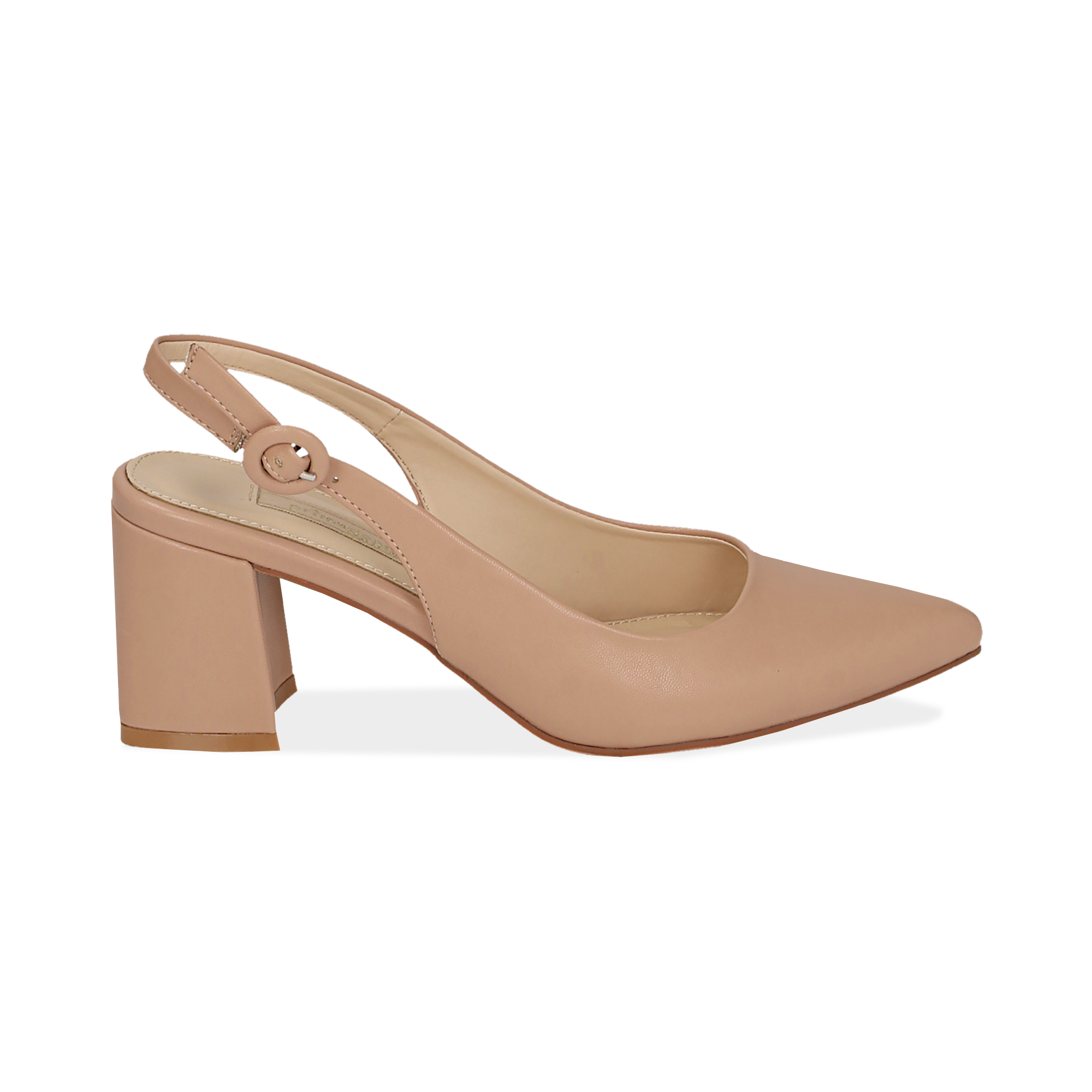 Slingback nude in eco-pelle, tacco 6,5 cm | Primadonna Collection